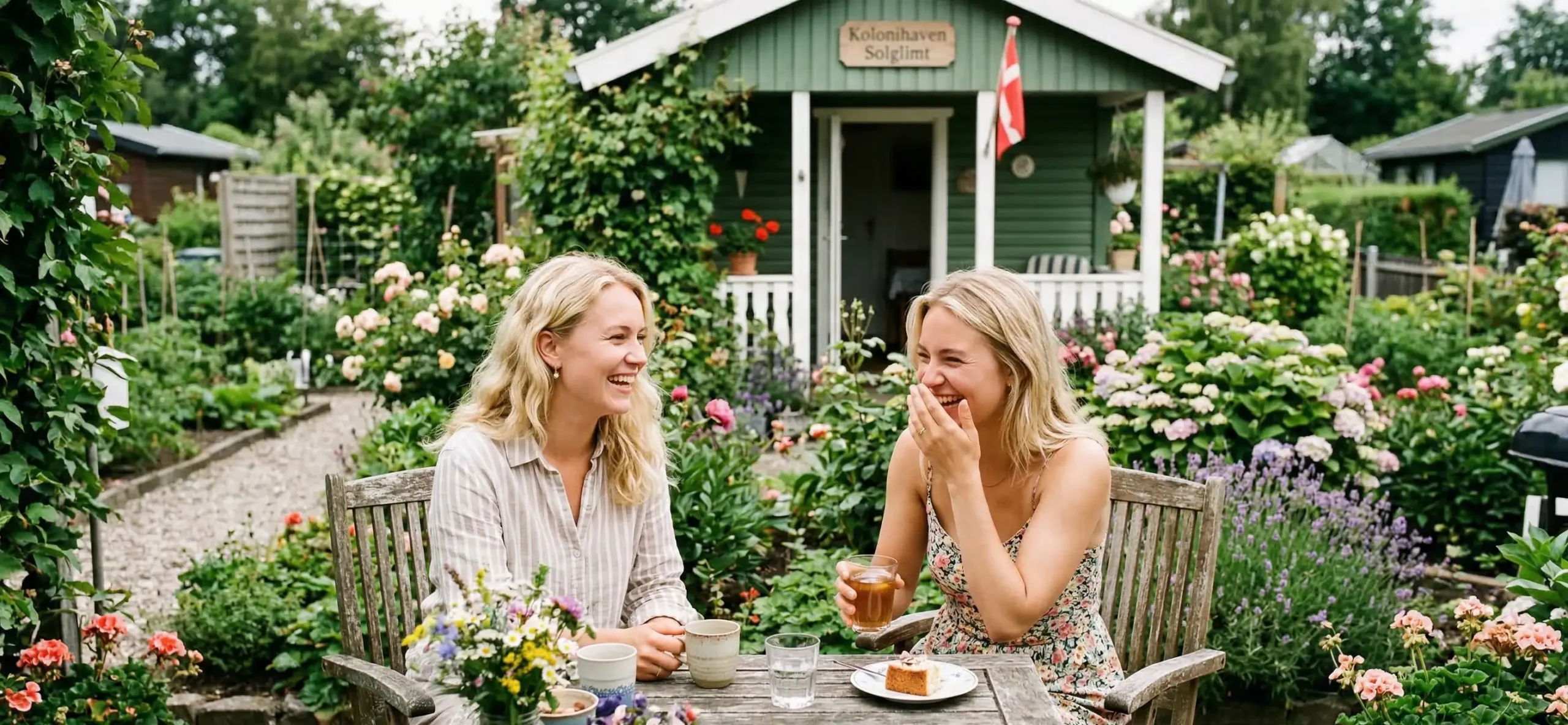 Billede af 2 ekskærster som sidder og sladre