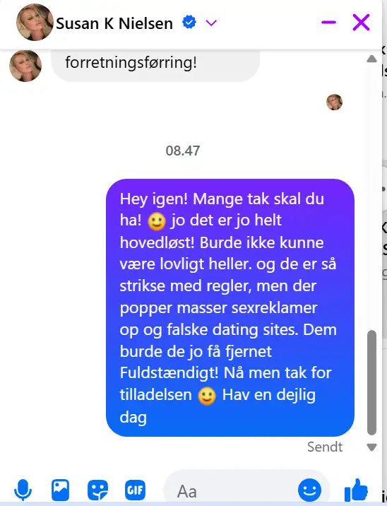 Min respons til Susan K